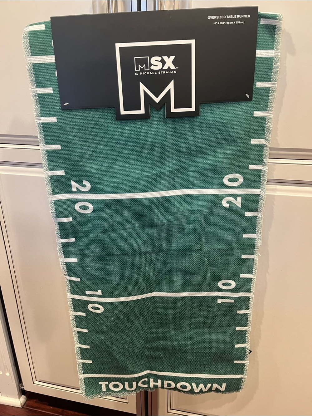 MSX Touchdown Green Oversized Football Table Runner